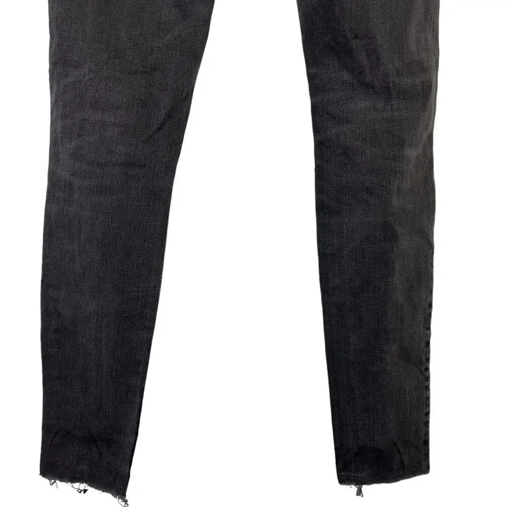MADEWELL HIGH RISER Black Gray Wash SKINNY SKINNY Zip Fly Raw Hem Jeans sz 25
